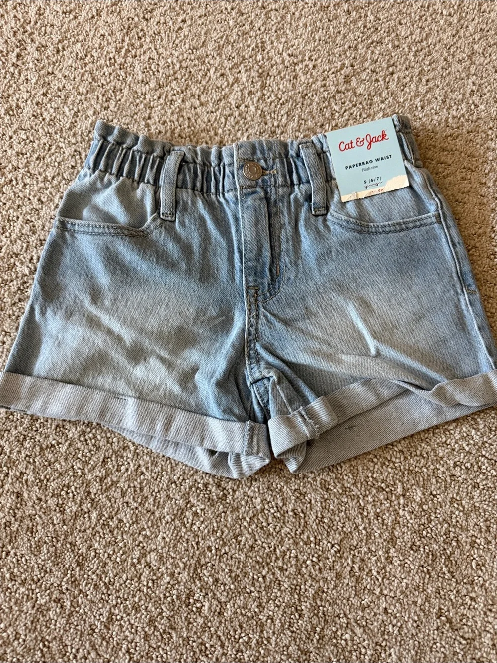 Cat & Jack Light Wash Paperbag Denim Shorts